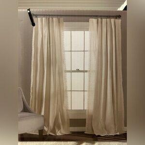Lush Decor Rosalie Elegant Cream Curtains w/Crochet Lace Trim 108 by 84 Pair NWT